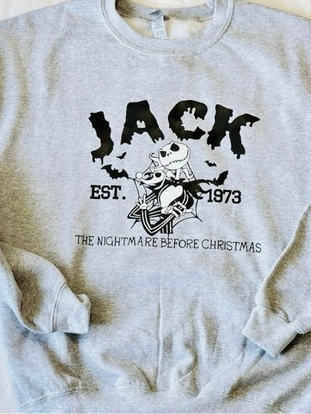 The Nightmare Before Christmas Jack Graphic Crewneck Sweatshirt - Gray